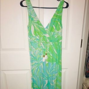 Lilly Pulitzer Green Floral Maxi Dress Size Small